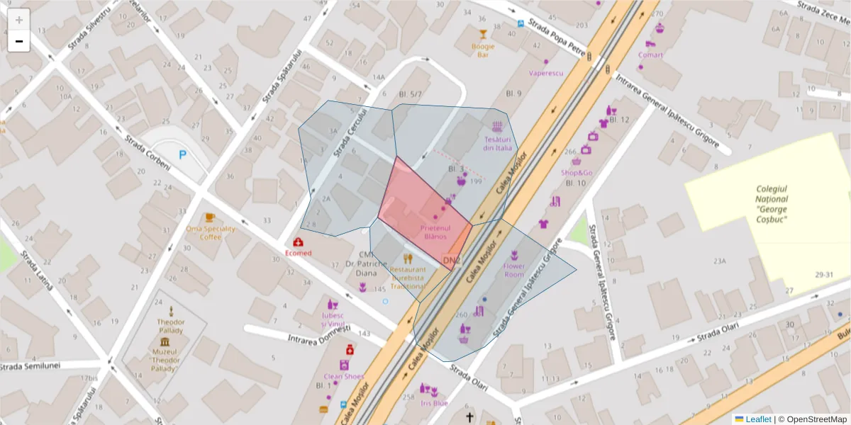 Hartă a codului poștal  și a codurilor poștale învecinate