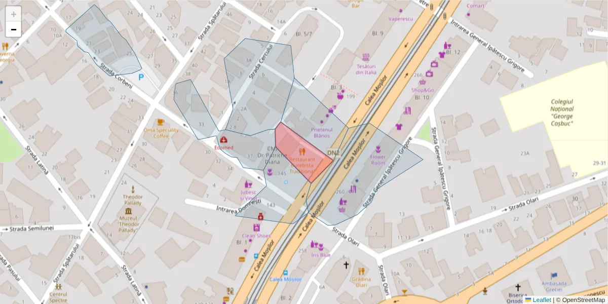 Hartă a codului poștal  și a codurilor poștale învecinate