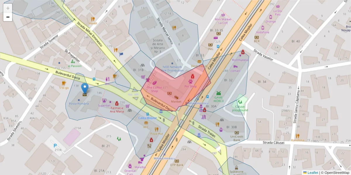 Hartă a codului poștal  și a codurilor poștale învecinate