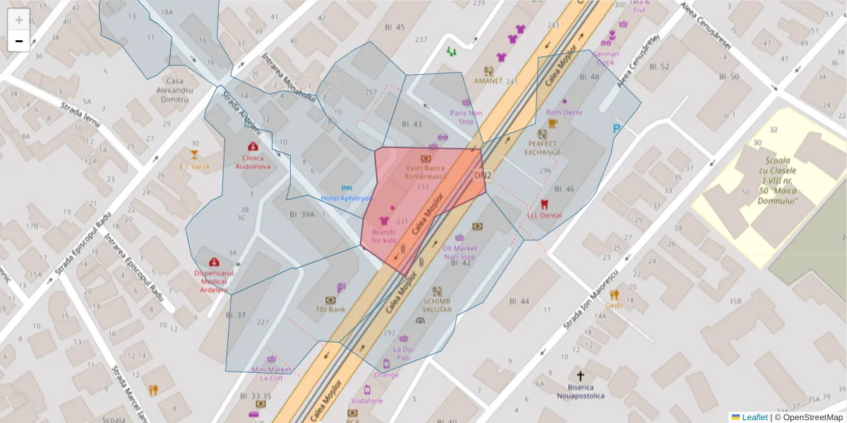 Hartă a codului poștal  și a codurilor poștale învecinate