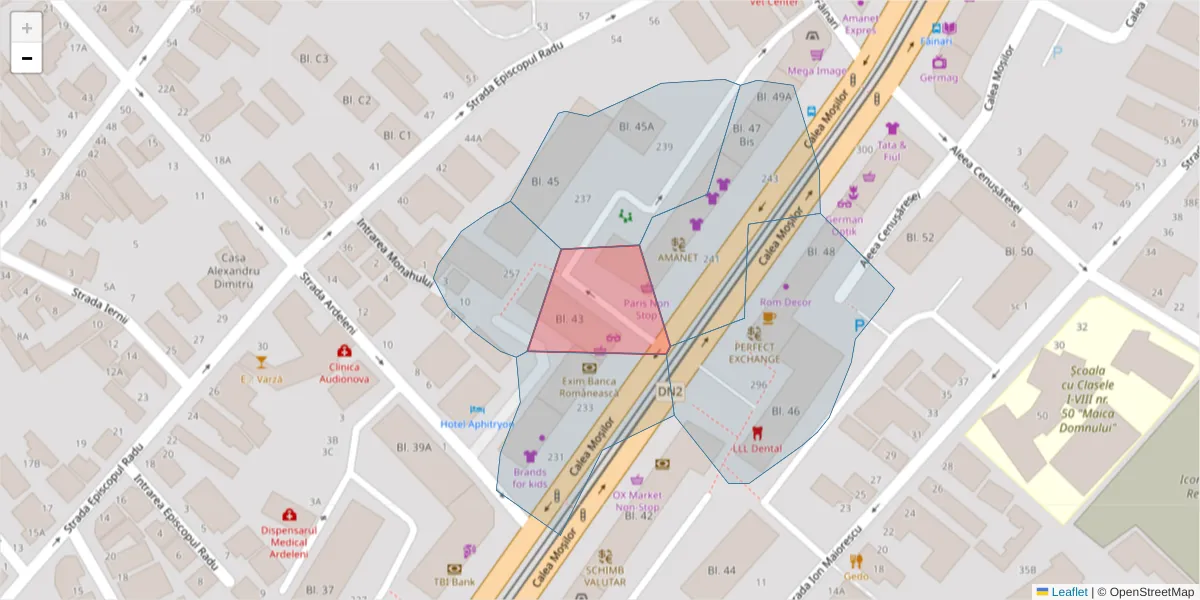 Hartă a codului poștal  și a codurilor poștale învecinate