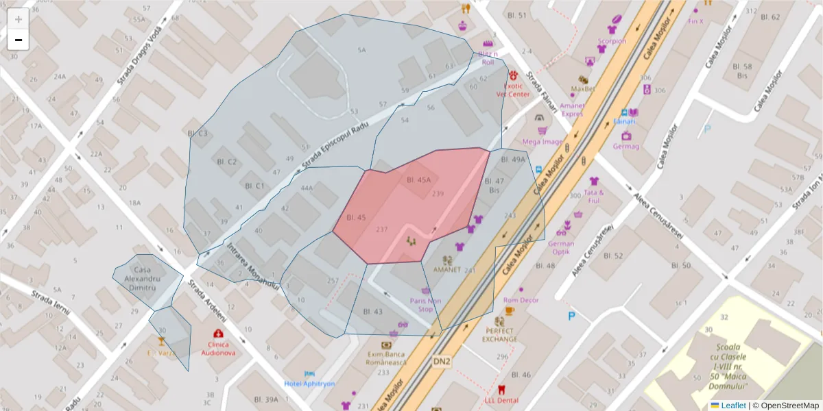 Hartă a codului poștal  și a codurilor poștale învecinate