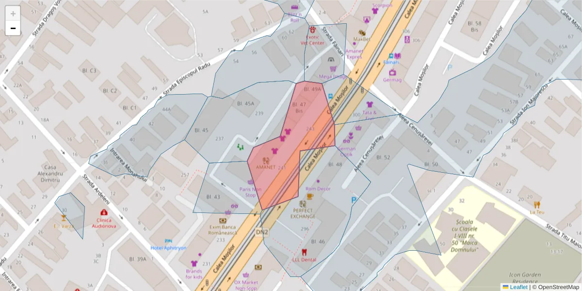 Hartă a codului poștal  și a codurilor poștale învecinate