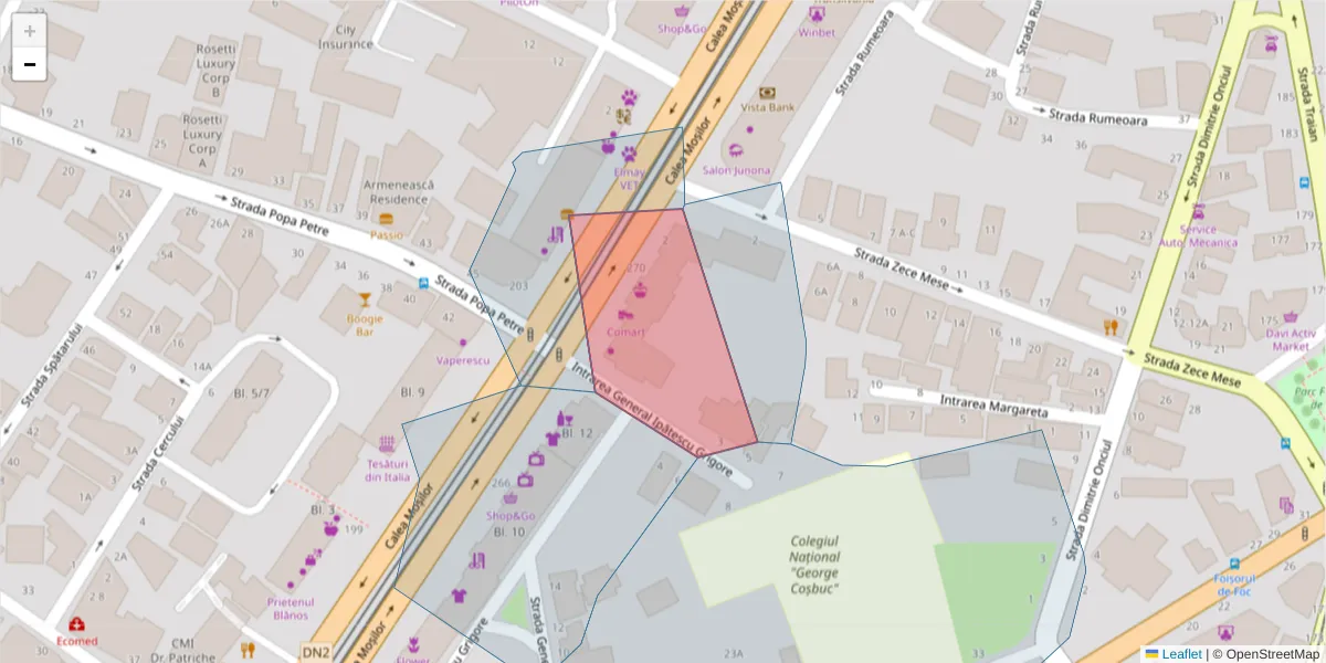 Hartă a codului poștal  și a codurilor poștale învecinate