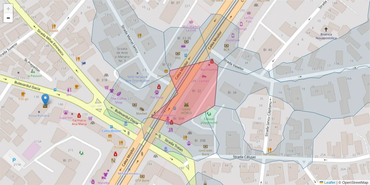 Hartă a codului poștal  și a codurilor poștale învecinate