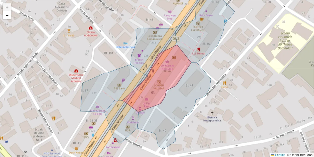 Hartă a codului poștal  și a codurilor poștale învecinate