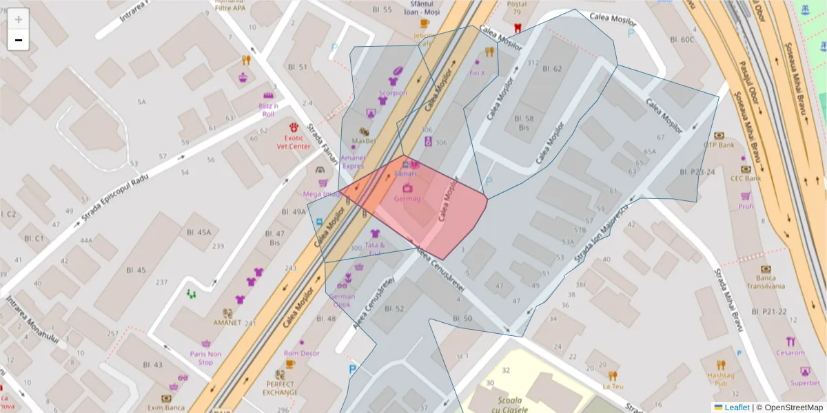 Hartă a codului poștal  și a codurilor poștale învecinate