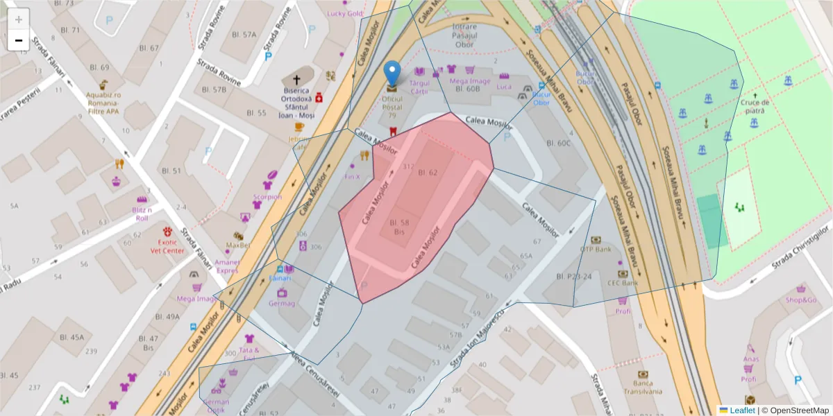 Hartă a codului poștal  și a codurilor poștale învecinate