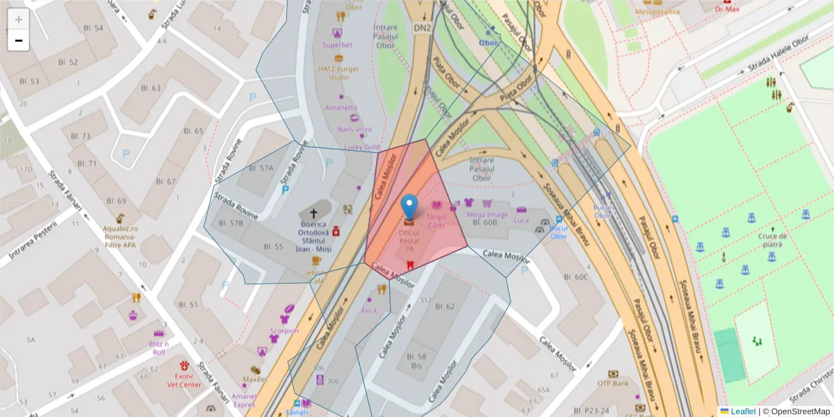 Hartă a codului poștal  și a codurilor poștale învecinate