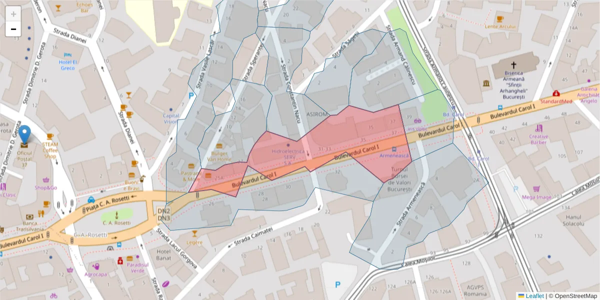 Hartă a codului poștal  și a codurilor poștale învecinate