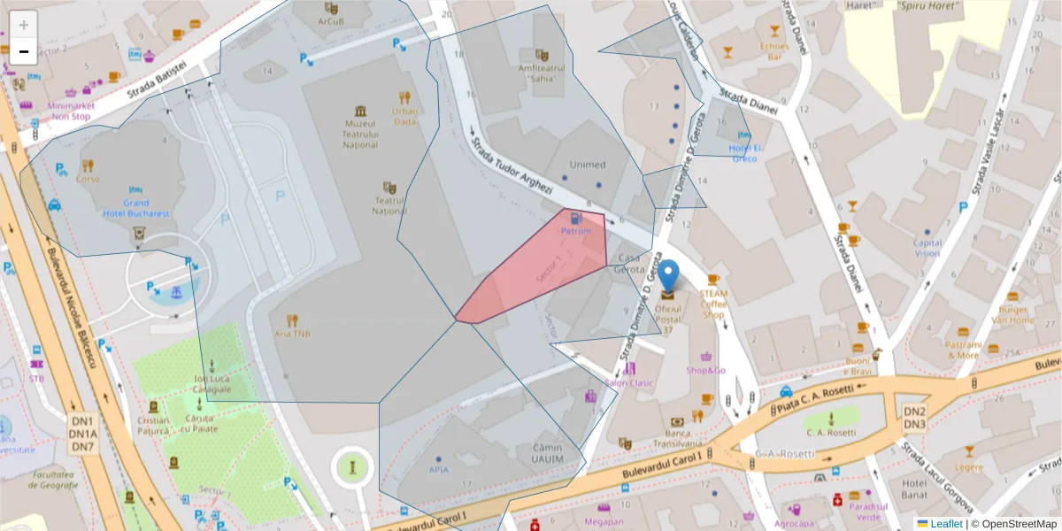 Hartă a codului poștal  și a codurilor poștale învecinate