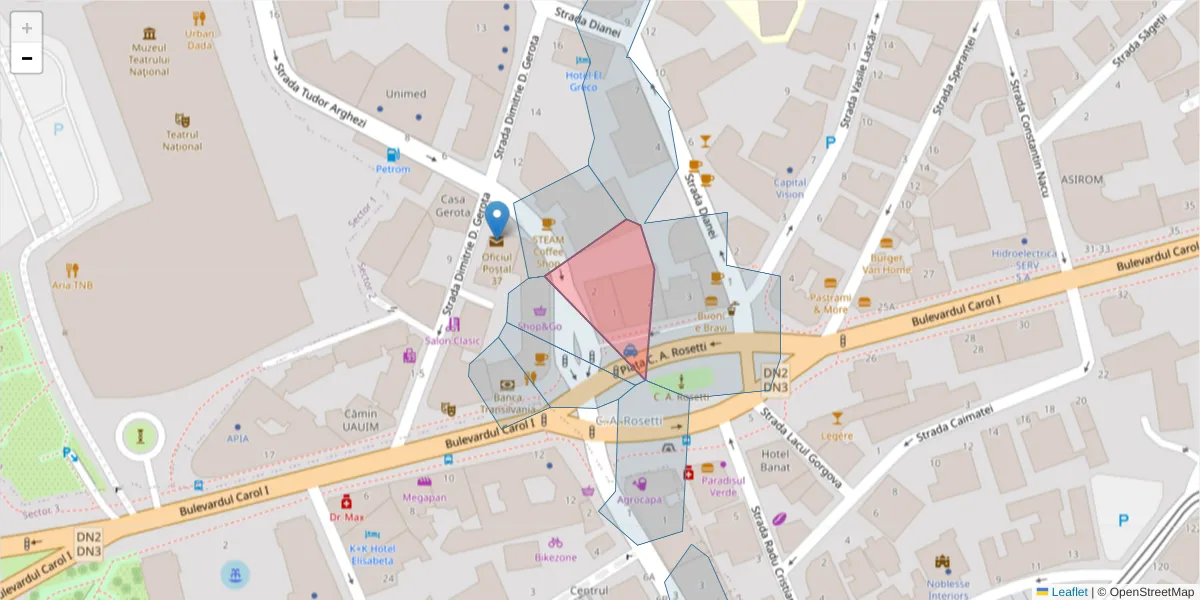 Hartă a codului poștal  și a codurilor poștale învecinate