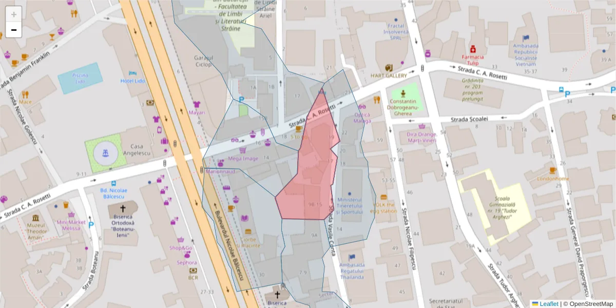 Hartă a codului poștal  și a codurilor poștale învecinate