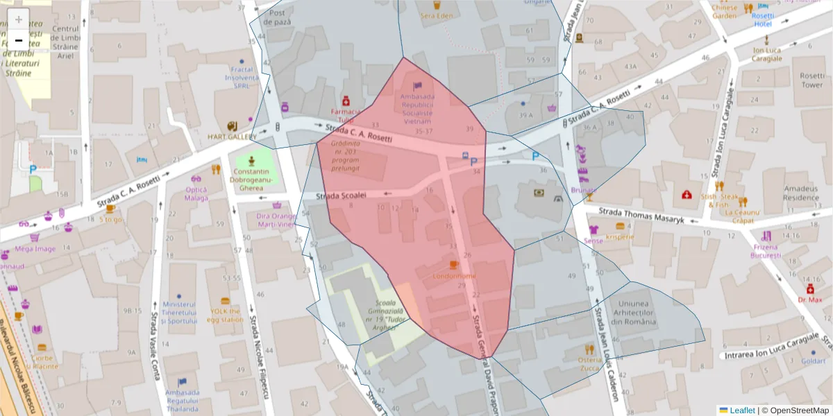 Hartă a codului poștal  și a codurilor poștale învecinate