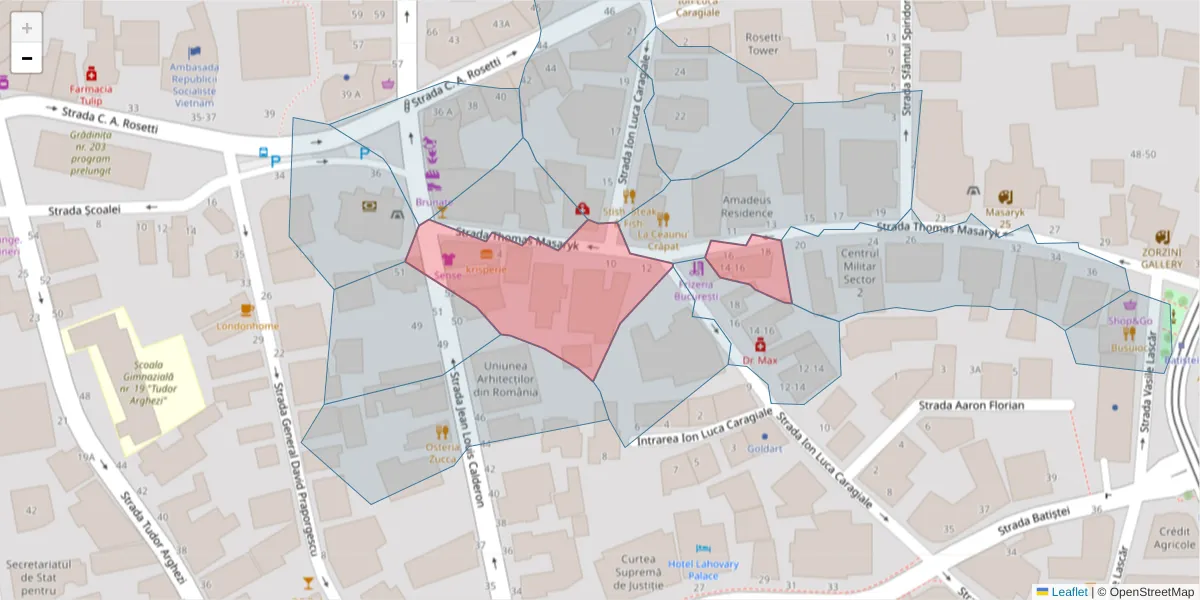 Hartă a codului poștal  și a codurilor poștale învecinate