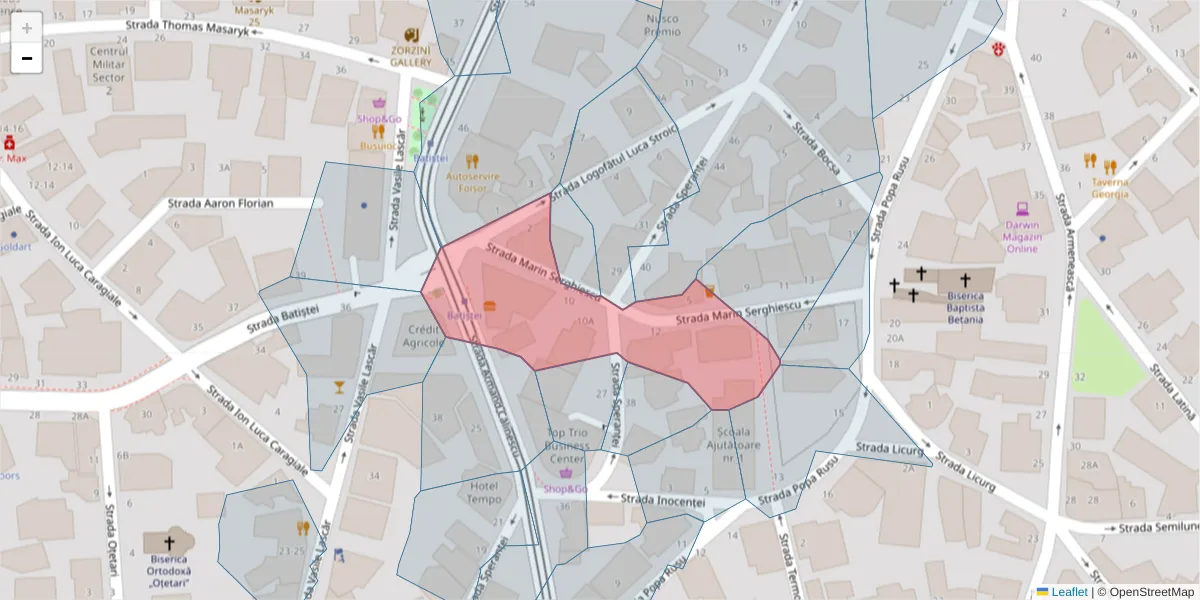 Hartă a codului poștal  și a codurilor poștale învecinate