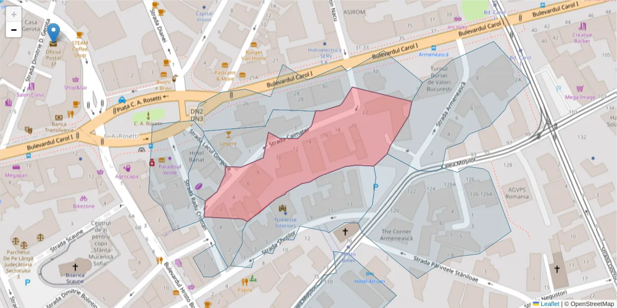 Hartă a codului poștal  și a codurilor poștale învecinate