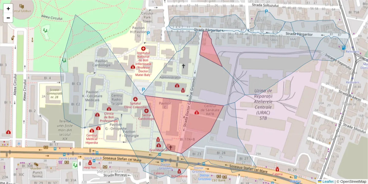 Hartă a codului poștal  și a codurilor poștale învecinate
