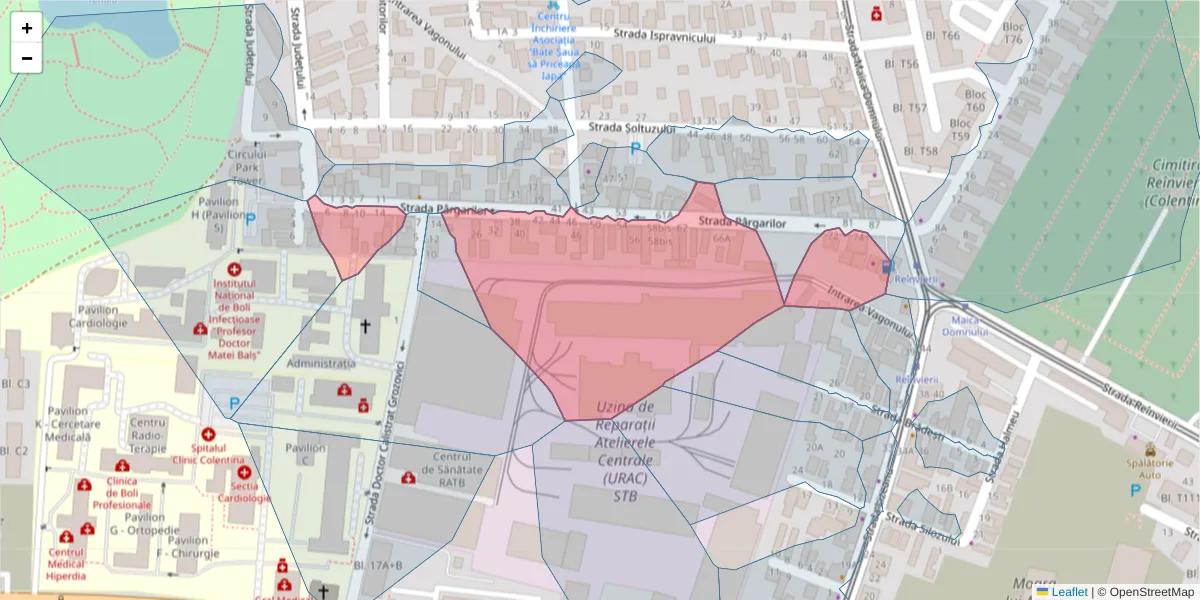 Hartă a codului poștal  și a codurilor poștale învecinate