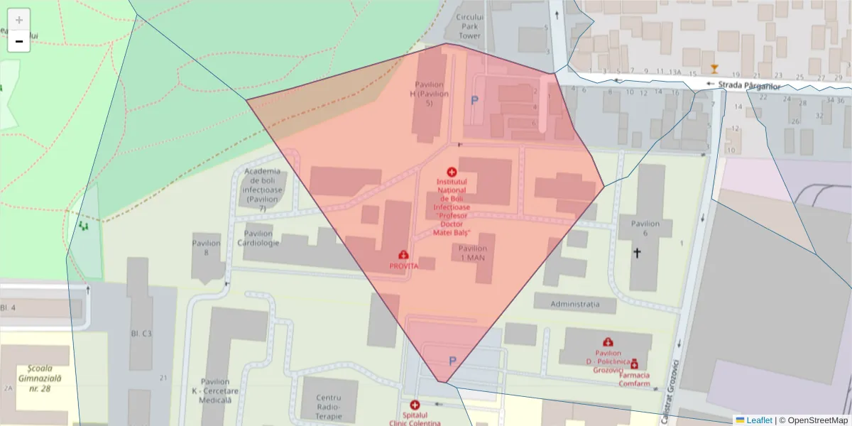 Hartă a codului poștal  și a codurilor poștale învecinate
