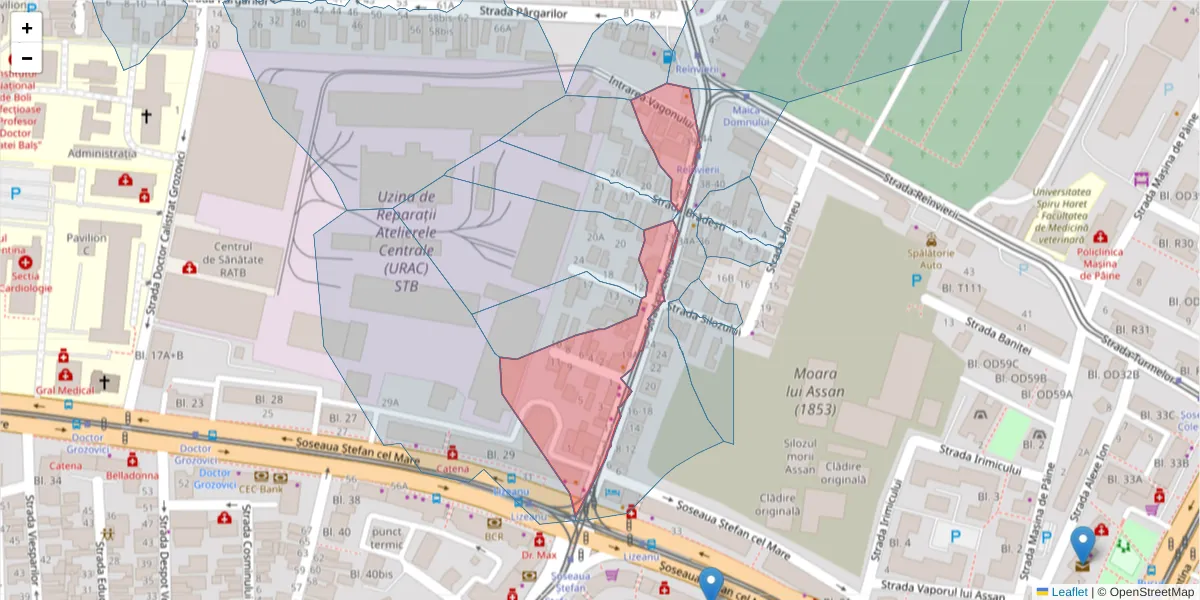 Hartă a codului poștal  și a codurilor poștale învecinate