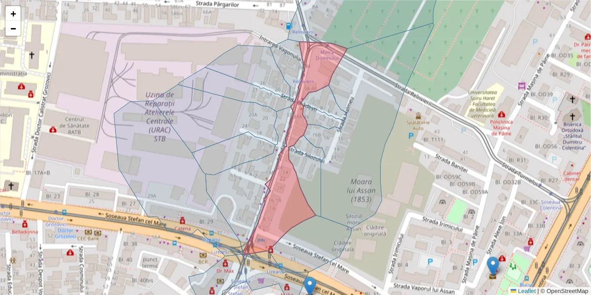 Hartă a codului poștal  și a codurilor poștale învecinate