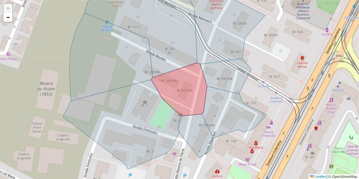 Hartă a codului poștal  și a codurilor poștale învecinate