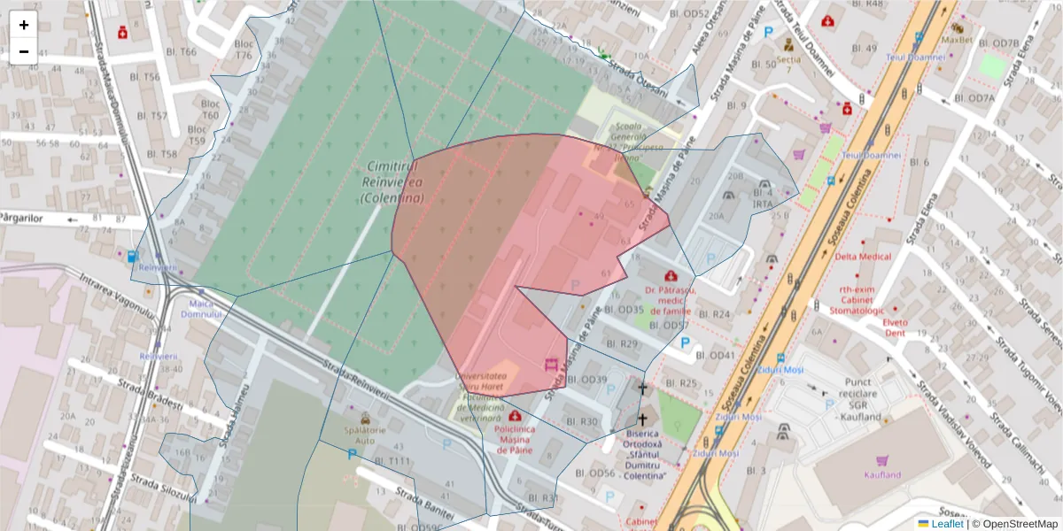 Hartă a codului poștal  și a codurilor poștale învecinate