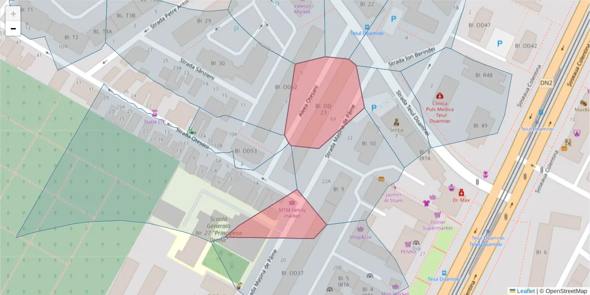 Hartă a codului poștal  și a codurilor poștale învecinate