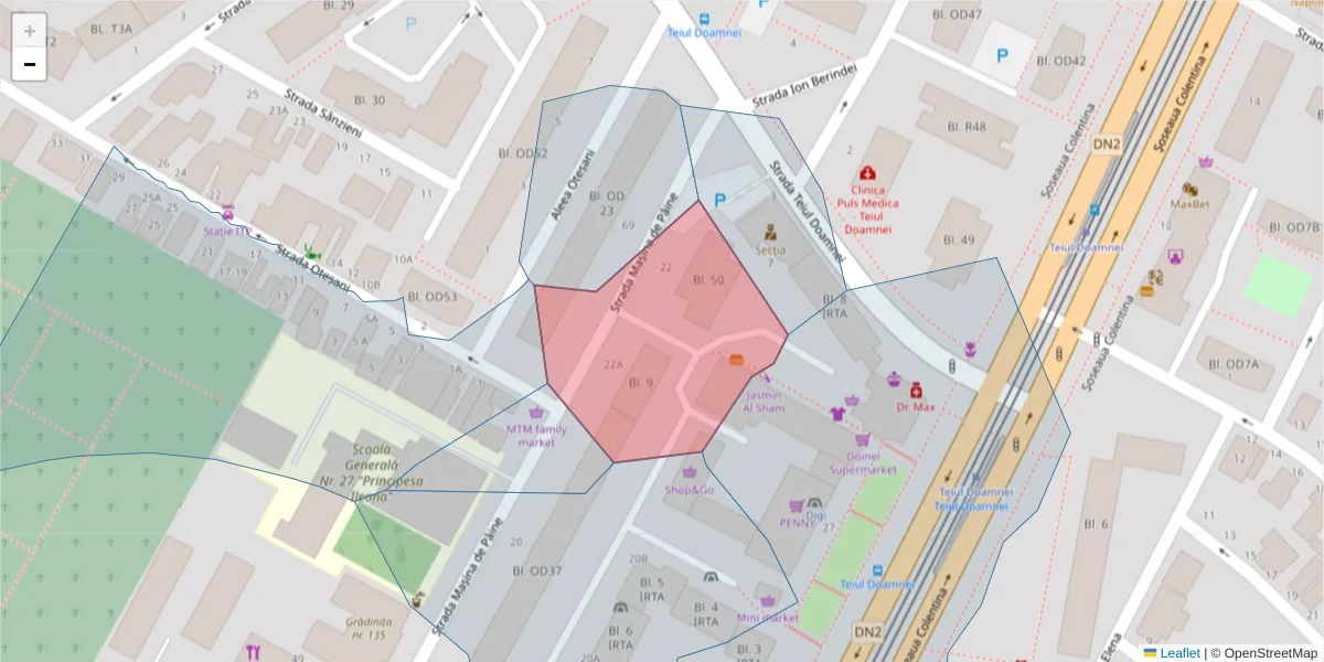 Hartă a codului poștal  și a codurilor poștale învecinate