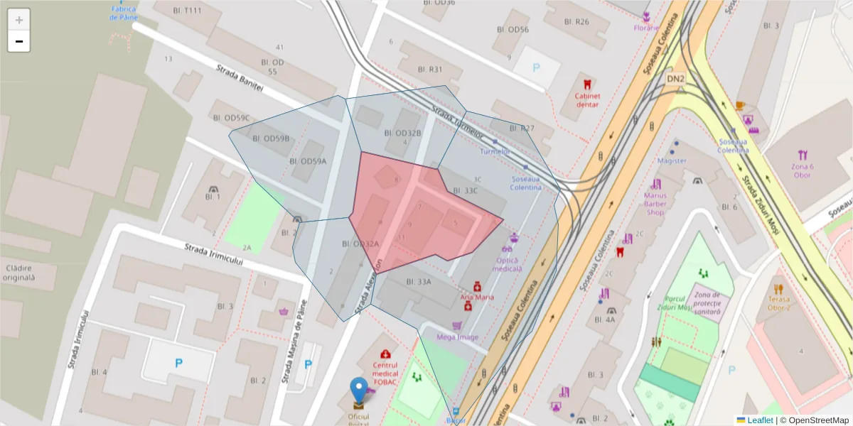 Hartă a codului poștal  și a codurilor poștale învecinate