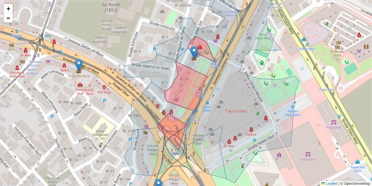 Hartă a codului poștal  și a codurilor poștale învecinate