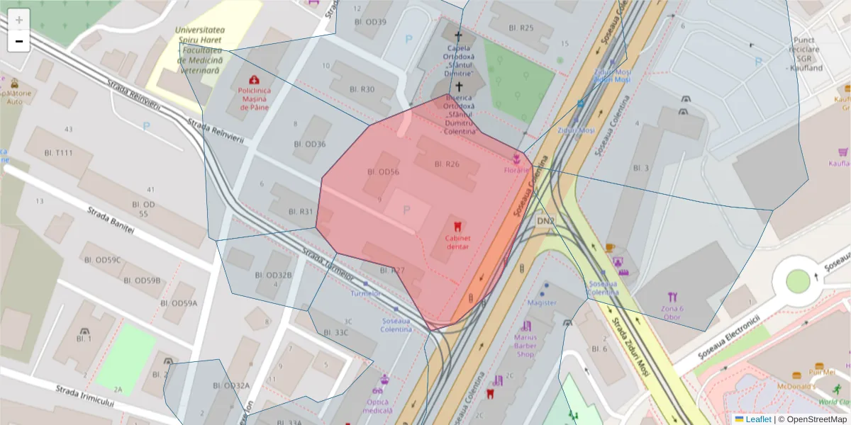 Hartă a codului poștal  și a codurilor poștale învecinate