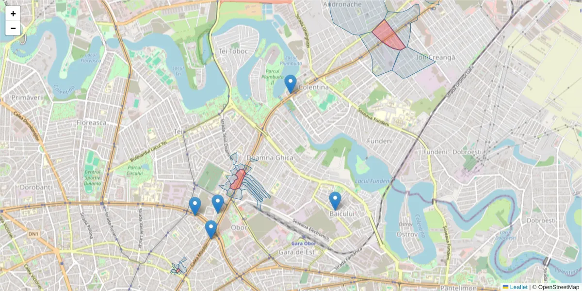 Hartă a codului poștal  și a codurilor poștale învecinate