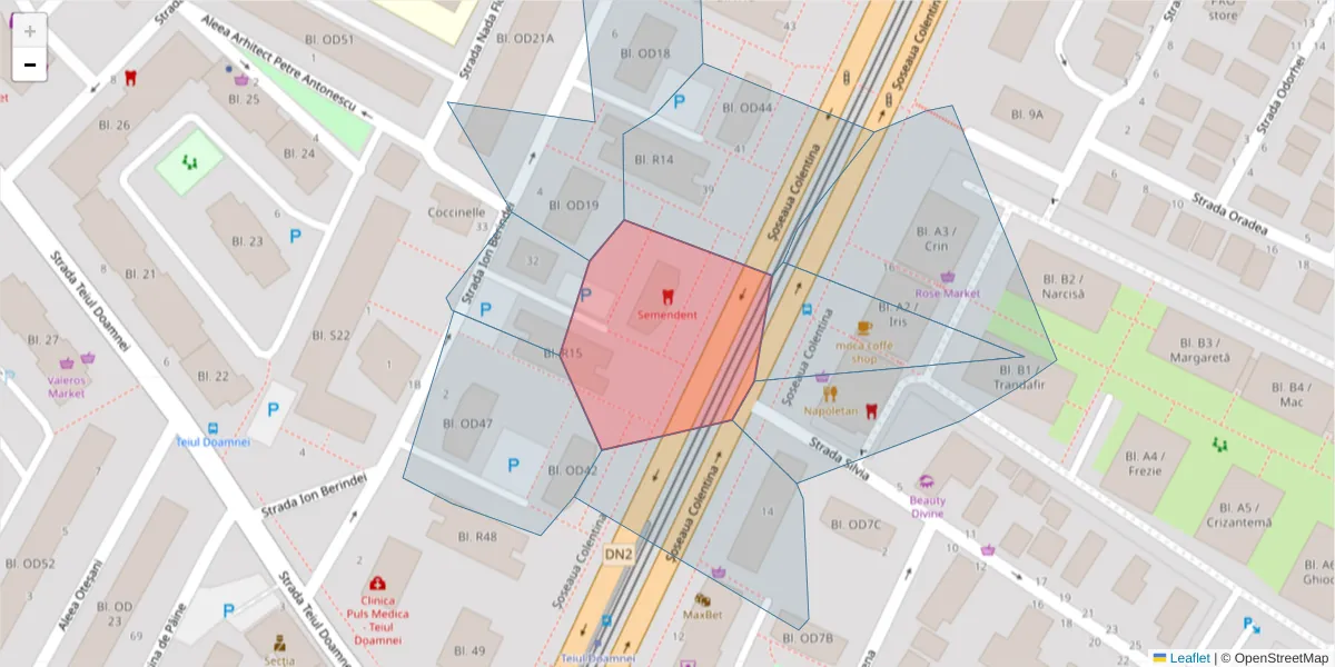 Hartă a codului poștal  și a codurilor poștale învecinate