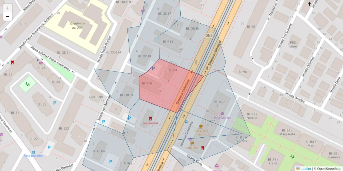 Hartă a codului poștal  și a codurilor poștale învecinate