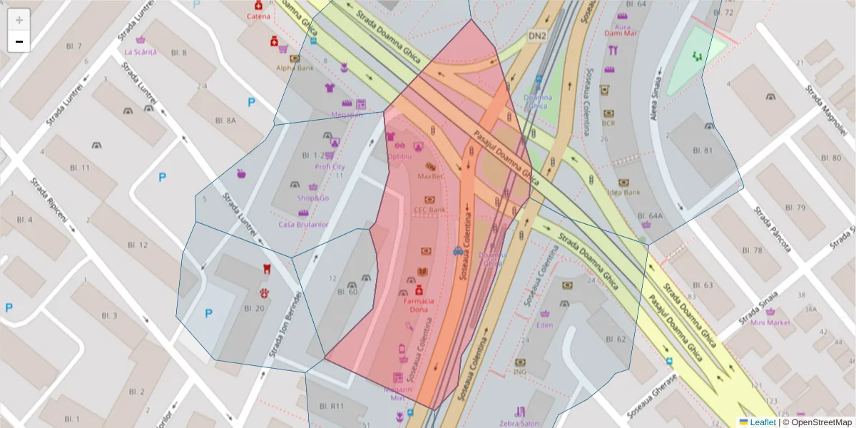 Hartă a codului poștal  și a codurilor poștale învecinate