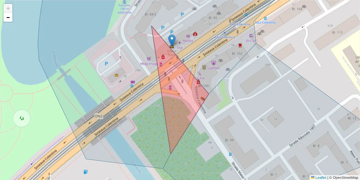 Hartă a codului poștal  și a codurilor poștale învecinate