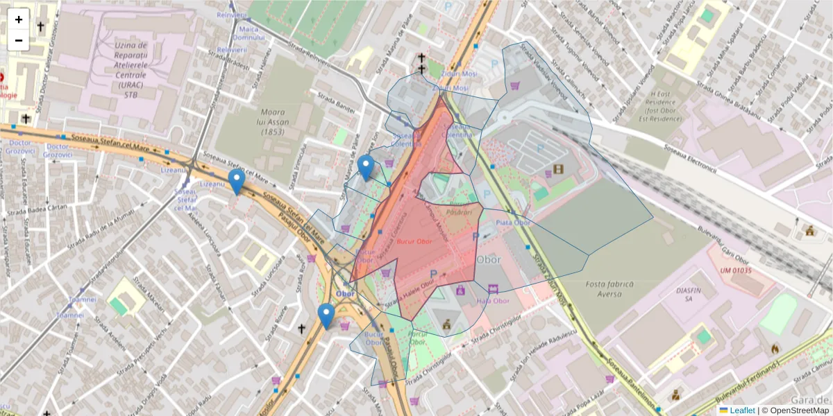 Hartă a codului poștal  și a codurilor poștale învecinate