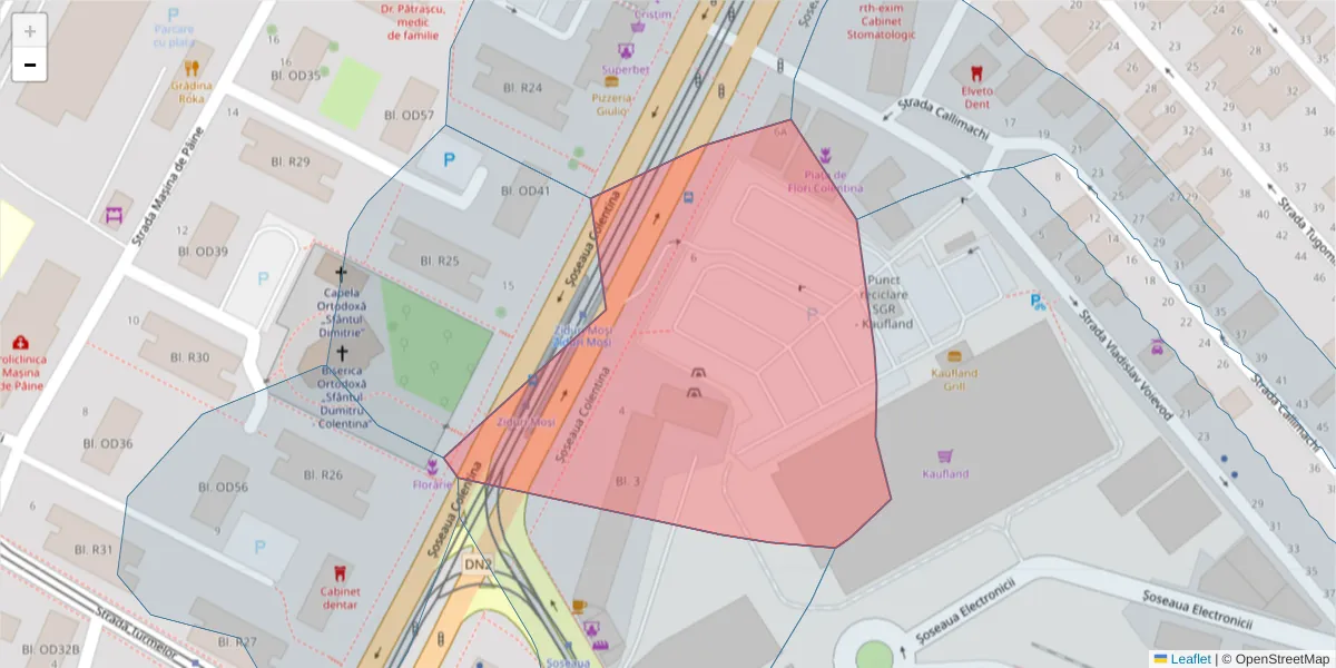 Hartă a codului poștal  și a codurilor poștale învecinate