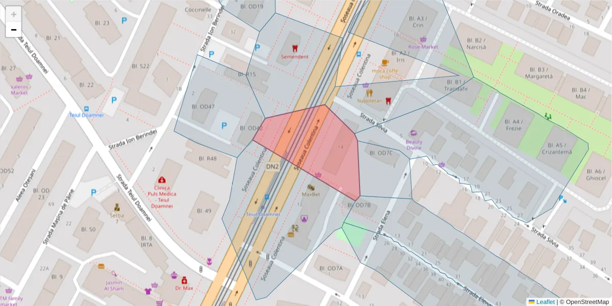 Hartă a codului poștal  și a codurilor poștale învecinate