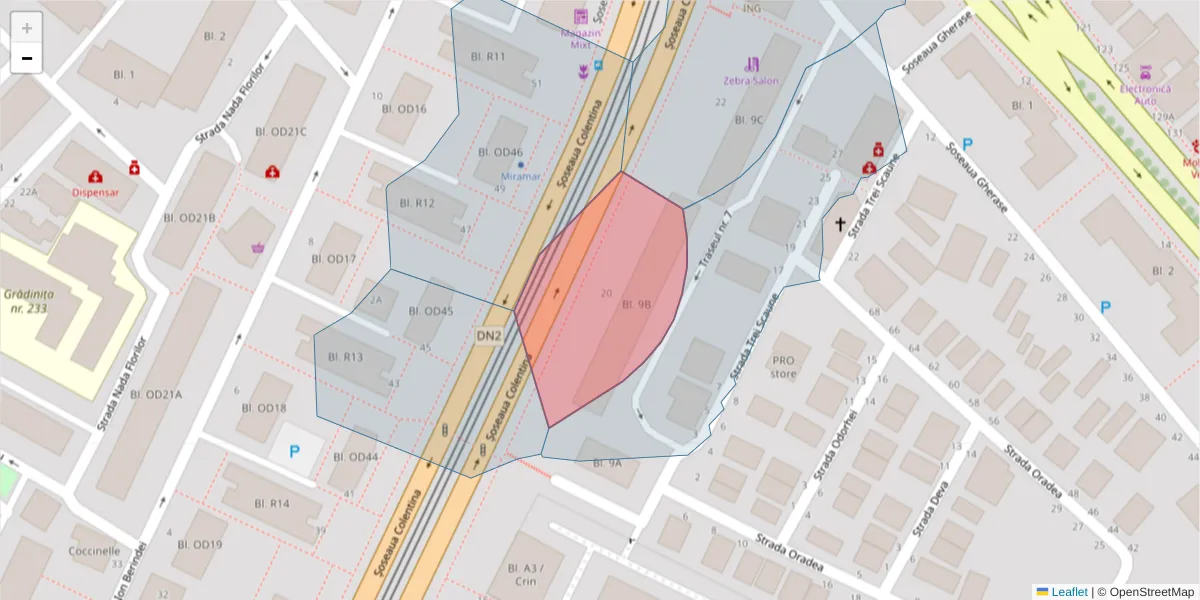 Hartă a codului poștal  și a codurilor poștale învecinate