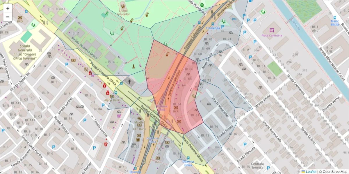 Hartă a codului poștal  și a codurilor poștale învecinate