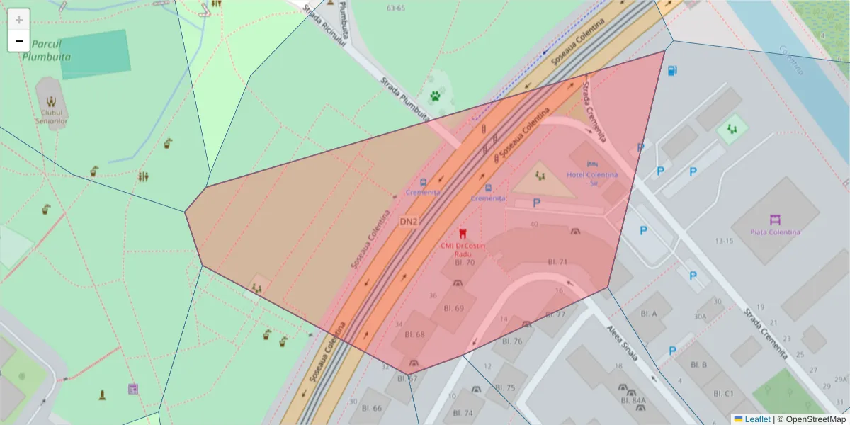 Hartă a codului poștal  și a codurilor poștale învecinate