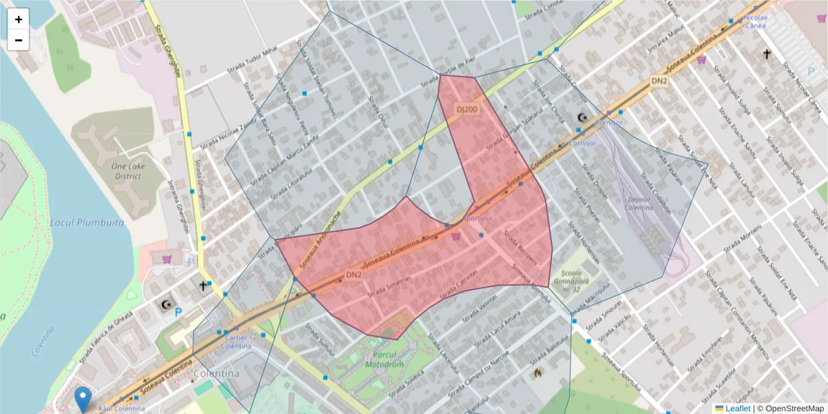 Hartă a codului poștal  și a codurilor poștale învecinate