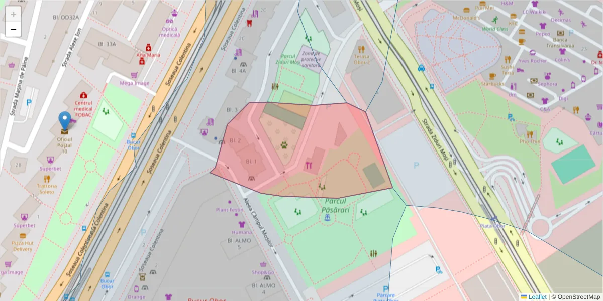 Hartă a codului poștal  și a codurilor poștale învecinate