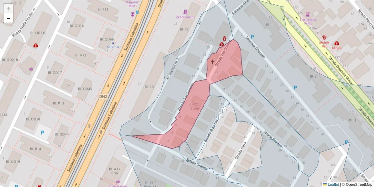 Hartă a codului poștal  și a codurilor poștale învecinate