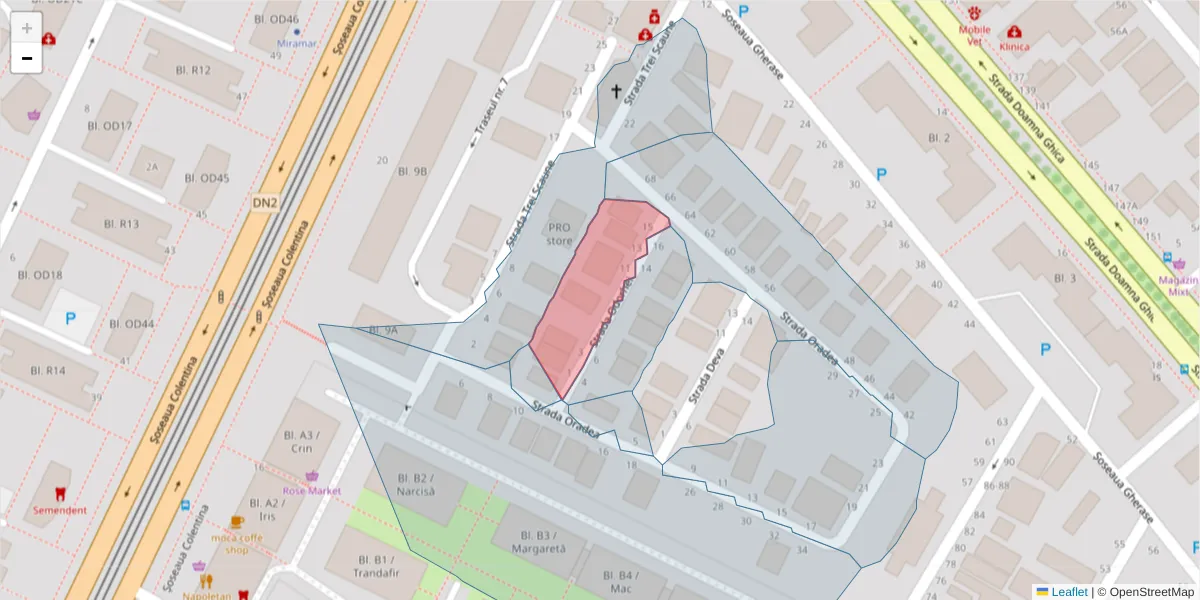 Hartă a codului poștal  și a codurilor poștale învecinate