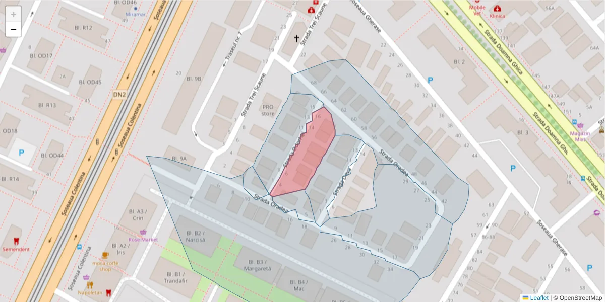 Hartă a codului poștal  și a codurilor poștale învecinate