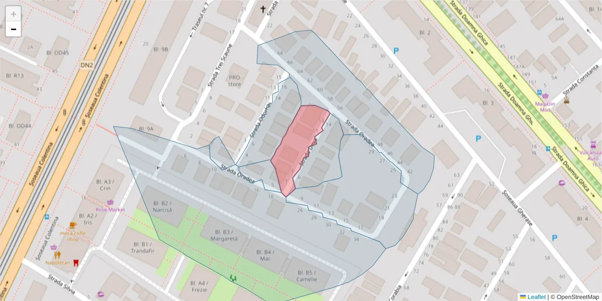 Hartă a codului poștal  și a codurilor poștale învecinate